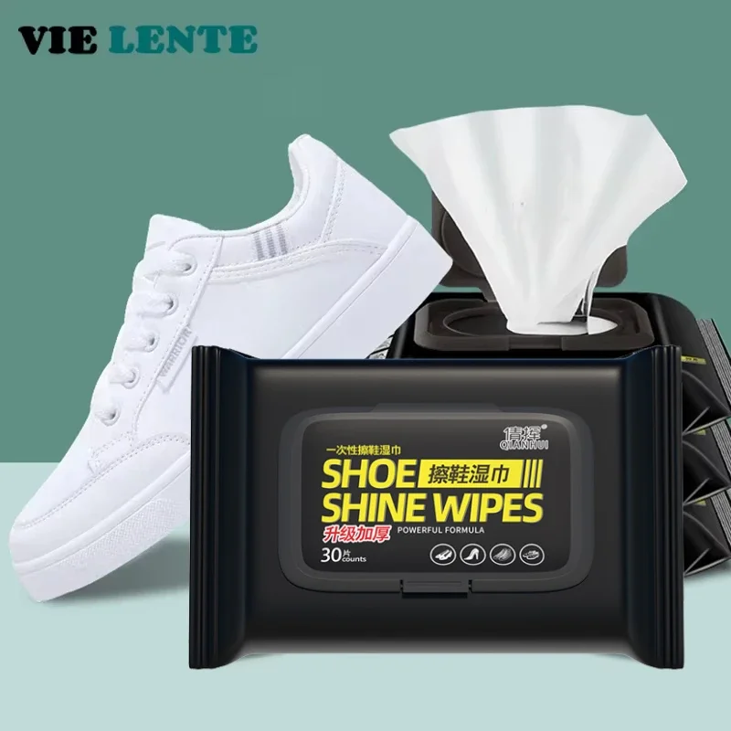 Sneaker Care Cleaning Kit - 12-60 ชิ้นทิ้งรองเท้าผ้าเช็ดทําความสะอาดแบบพกพาสีขาวรองเท้าทําความสะอาดผ้าเช็ดทําความสะอาดรองเท้าผ้าใบทําความสะอาด Quick เช็ดเปียก VIE LENTE