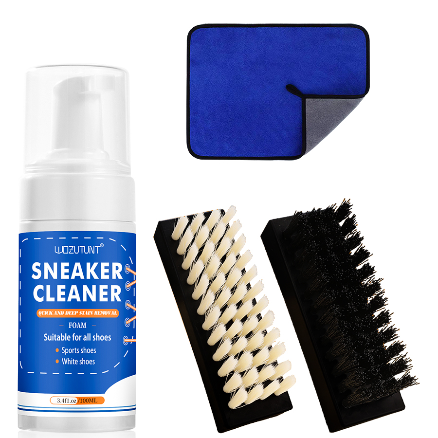Sneaker Care Cleaning Kit - ชุดทําความสะอาดรองเท้าสีขาวสําหรับรองเท้าผ้าใบผ้าใบ Nubuck Suede Decontamination รองเท้าผ้าใบโฟมทําความสะอาดพร้อมแปรง 2